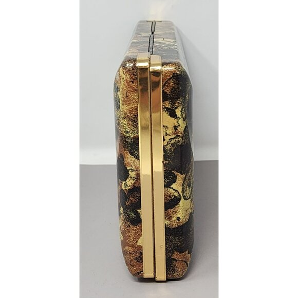 Vintage Mele Jewelry‎ Box Brown & Gold Floral Velvet Lined Storage Case - Picture 3 of 15